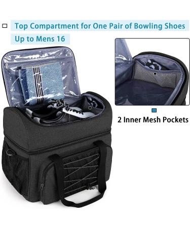 DSL Leaf Bowling Bag for 2 Balls - Bowling Tote with Wooden Cups and Padded Divider - Fits Mens 16 Shoes - Bag Only (Black) - Buy Online on GoSupps.com