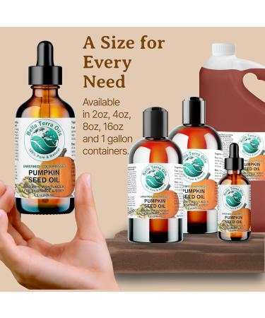 Bella Terra Oils Organic Pumpkin Seed Oil 4 oz 100% Pure & Cold-Pressed Rich in Phytosterols & Magnesium Hydrating & Nourishing for Skin & Hair Antioxidant-Rich Beauty Oil 4 Fl Oz (Pack of 1) - Buy Online on GoSupps.com