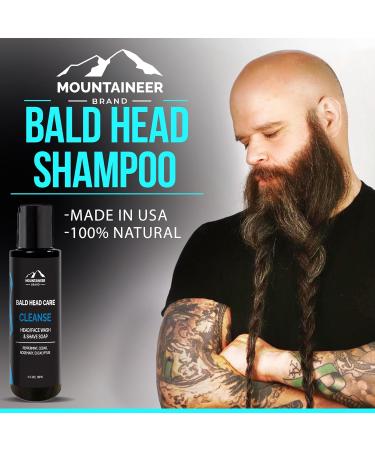 Mountaineer Brand Bald Head Care for Men | Exfoliating Scalp & Face Scrub | All-Natural Cleansing Shampoo & Hydrating Shaving Soap | 4oz Each | International Shipping Available - Buy Online on GoSupps.com