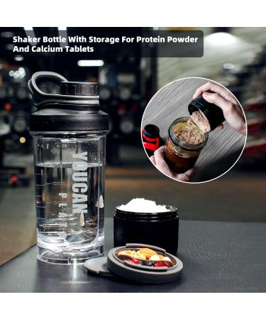 21oz Protein Shaker Bottle with Powder Storage Container Shaker Bottle for Protein Shakes Blender Shaker Bottle Shaker Cup pre workout bottle Made with Tritan BPA Free with Wire Whisk Balls-Black - Buy Online on GoSupps.com