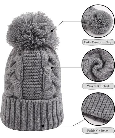 XIAOHAWANG Winter Knit Hat for Baby Boys & Girls | Twist Infant Toddler Pompom Cap 0-3 Years | 3PCS Set - Buy Online on GoSupps.com