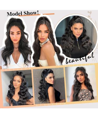 Aikaa Curls Cord Strip Ponytail Hair Extension | Wavy Curly Synthetic Hair | 60cm Natural Black Ponytail for Women - Buy Online on GoSupps.com