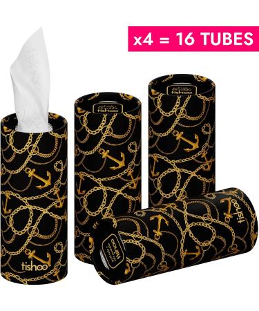 Buy TiShoo Extra Soft 4-Latz Handkerchiefs Moisturizer for Car Cup Holders & Home | Eco-Friendly Packaging | 16 Pieces in Black/Chains - Buy Online on GoSupps.com