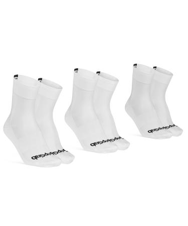 Gripgrab Lightweight SL Performance Summer Cycling Socks 1 Sock and 3 Pack Eyecatching 2 Lengths Rad Socks Lang Short 41-44 White - Lang 3 couples