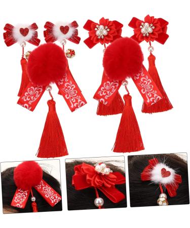 3 Pairs Hanfu fur ball hair clip hair claw clips for girls hair clips for kids flower hair accessories flower headpiece dangle tassel hairpin little girl flower hairpin cloth Baby - Buy Online on GoSupps.com