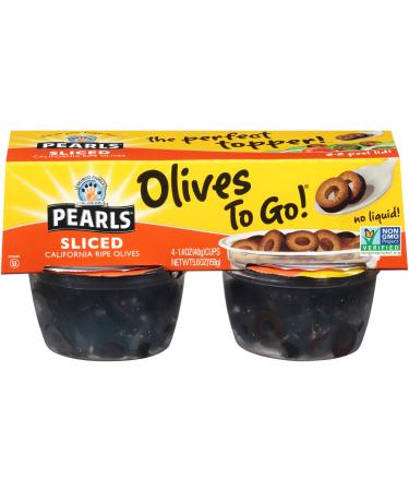 Pearls Olives To Go! Sliced Ripe Black Olives, 1 Package of (4) 1.4 Ounce Servings