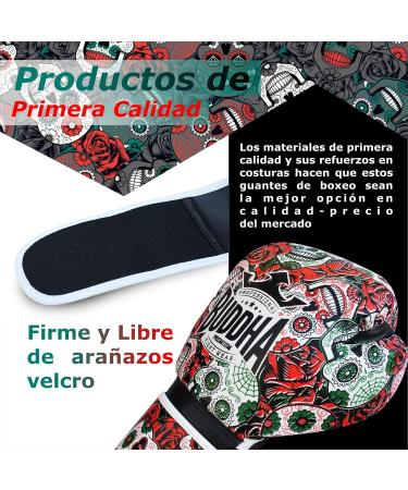 Buddha Fight Wear Fantasy Luzbel Boxing Gloves - 16oz Red - Muay Thai & Kickboxing - Odor-Resistant Synthetic Leather - Reinforced Seams - Unique Designs - Buy Online on GoSupps.com