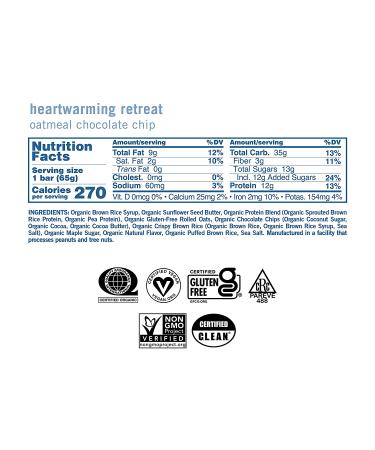 GoMacro Oatmeal Chocolate Chip Vegan Protein Bars - 12 Count (2.3 oz Bars) | Organic Plant-Based Snack - Buy Online on GoSupps.com