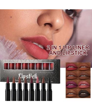  Xinhuju Lipliner Pencil and Gradient Lipstick Set - High-Pigment Smudge-Proof Makeup | Waterproof Matte Lip Color Long-Lasting Plumping Lip Care 8 Vibrant Colors - Buy Online on GoSupps.com
