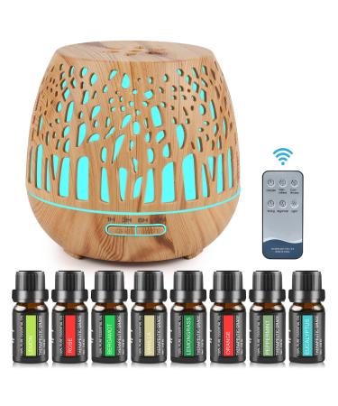 Gukkk aroma diffuser 400 ml ultrasound humidifier with remote control wood optics aromatherapy scents humidifier 7 colors LED remote control with timer setting for bedrooms yoga office - Buy Online on GoSupps.com