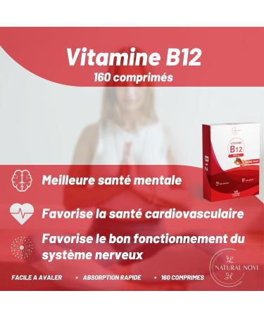 Vitamine B12 1000 mcg | 160 comprim s Masticables Haute Absorption | Go t fraise | Soutien physique et mental | Favorise le Bien- tre Physique et Mental - Buy Online on GoSupps.com