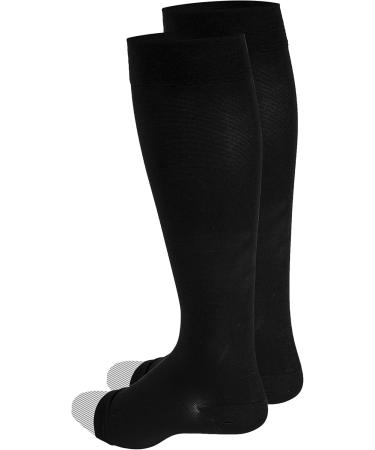 Truform 20-30 mmHg Aloe Infused Knee High Compression Stockings - Open Toe Black 2X-Large - Medical Quality for Comfort & Support - Buy Online on GoSupps.com