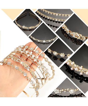 Gold Rhinestone Flower Crown Headband Set for Brides and Bridesmaids - Wedding Hair Accessories - Buy Online on GoSupps.com