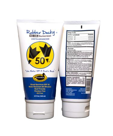 Rubber Ducky SPF 50 Traditional Face and Body Sunscreen Cream Broad Spectrum Water Resistant Oil Free Paraben Free Oxybenzone-Free Reef Safe Vitamin E Added - 2 Pack of 5 oz Tubes 2.50 Ounce (Pack of 2)