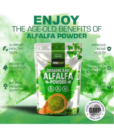 Organic Alfalfa Powder 1KG / 1000g Support Energy and Stress Vegan Keto Green Superfood Supergreen Raw Natural Alfalfa Powder Juice Shots PROELITE - Buy Online on GoSupps.com