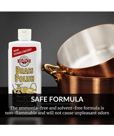 Hopes Premium Metal Care Brass Polish & Cleaner - 8 oz - Prevents Tarnish, Safe for Brass, Copper, Chrome & Sterling Silver - Buy Online on GoSupps.com