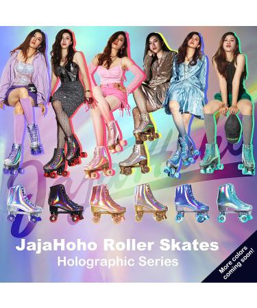 JajaHoho Women's Holographic High Top Roller Skates - Silver - US 9 - Buy Online on GoSupps.com