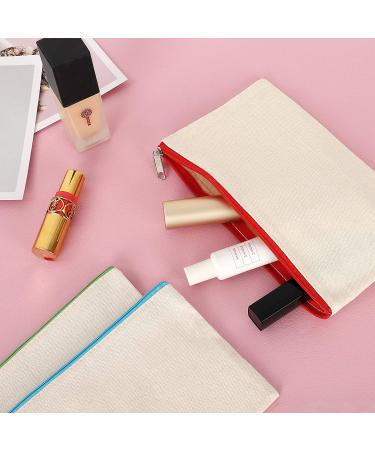 Sinzip 12-Piece Cotton Canvas Makeup Bag Set | Multipurpose Cosmetic & Travel Toiletry Pouch with Zipper | DIY Craft & Pencil Bag | Small Size - Buy Online on GoSupps.com