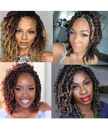 8 Packs Pre-twisted Passion Twist Crochet Hair 8 Inch | Pre-looped Braiding Hair for Black Women | Synthetic Hair Extensions in 1B/30/27 - Buy Online on GoSupps.com