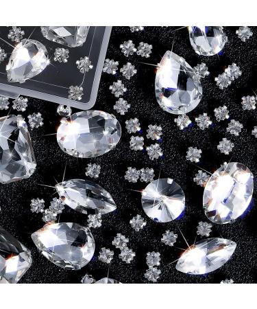 156 Pieces Sew on Rhinestones Claw Flatback Crystal Prong Setting Gems for DIY Crafts - White - Buy Online on GoSupps.com