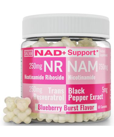 SHIZAM Nicotinamide Riboside NR NAM Resveratrol Gummies 1000mg NAD+ NAD + Plus Nrf2 Activator Booster w Pure Niacinamide Vitamins B3 Capsules Pills Powder Supplements Alt NDA Regenerator 500mg