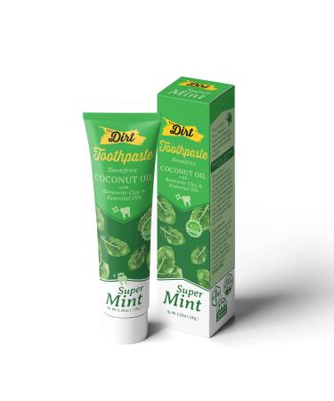 The Dirt Gluten & Fluoride Free Coconut Oil Toothpaste - Vital Toothpaste Botanically Sweetened  No Artificial Flavors or Colors (Super Mint  150g: 6 Months Supply)