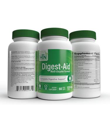 Digest-Aid | Complete Digestive Enzyme Formula with Pre and Probiotic | Digestion & Nutrient Absorption Support | Fast Acting Discomfort Relief | Non-GMO | by Health Thru Nutrition (Pack of 60) - Buy Online on GoSupps.com