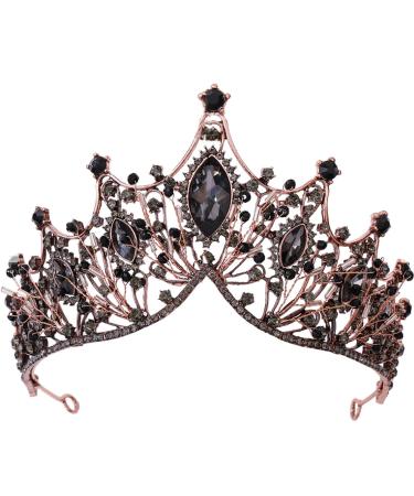 Crystal Wedding Crowns  Baroque Queen Crowns  Costume Party Hair Accessories  for Women and Girls(Black Crown)