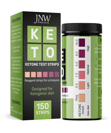 Ketone Test Strips - 150 Quick & Easy Keto Strips Urine Test Strips with eBook - Check Ketosis Levels with Urinalysis Test Strips - Keto Test Strips for Ketogenic, Paleo & Low Carb Diets - JNW Direct