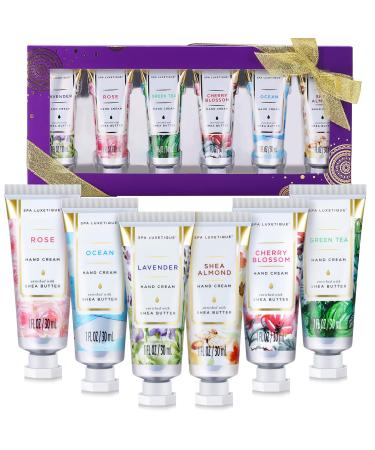 Hand Cream Gift Set for Women Spa Luxetique Shea Butter Cream Gifts 6 Travel Size (1oz each) Nourishing Hand lotion Set with Natural Aloe and Vitamin E Moisturizing & Hydrating for Dry Hands. Ideal Gift for Mother's Day Birthday Christmas Mom Gifts Cherry