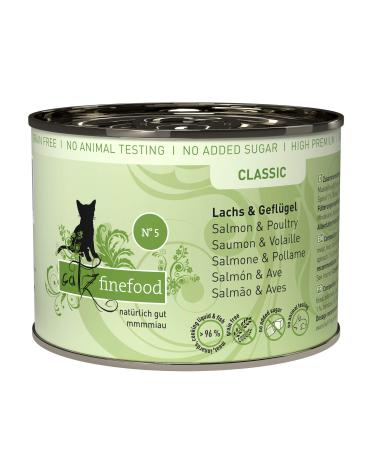 catz finefood N 5 salmon & poultry delicatessen wet cat food refined with spinach & tomato 6 x 200g cans