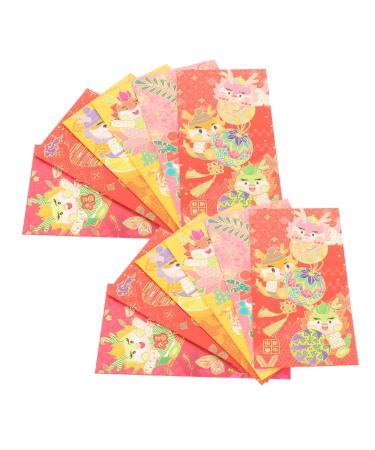 HOMSFOU 24pcs Envelopes Red Pocket New Year Red Packet Chinese Red Envelope 2024 Money Bag 2024 Zodiac Red Packet Cartoon Red Packet Lucky Envelope 2024 Hongbao Paper Cute Red Envelope Bag As Shown 2 16.8X8.8CM