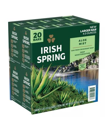 Irish Spring Aloe Bar Soap 3.75 Oz - Pack of 20 Bars | 3.75 Ounce (Pack of 20) | Aloe Infused Soap Bars - Buy Online on GoSupps.com