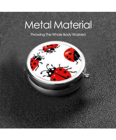 Ladybug Print Mini Round Pill Box | 3 Compartment Portable Pill Organizer for Travel & Home - Buy Online on GoSupps.com