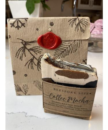 NATURAL SOAP Bar GIFT BOX HANDMADE 100% ORGANIC INGREDIENTS NO COLOURING NO ADDITIVES NO CHEMICALS. PALM FREE CRUELTY FREE (Coffee Mocha)