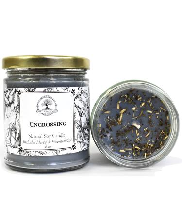 Uncrossing 9 oz Soy Herbal Spell Candle | Hexes Curses Jinxes Negativity & Purifcation Rituals | Hoodoo Wiccan Pagan Conjure Magick