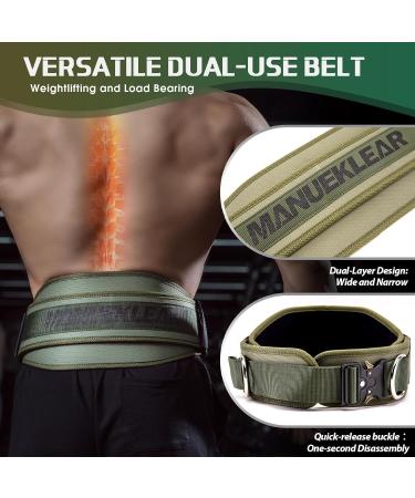 Manueklear DIP Belt for Men & Women - Double Layer Weight Lifting Belt with Chain & Carabiner | Olive Green Weight Belt for Bodybuilding & Strength Training - Buy Online on GoSupps.com