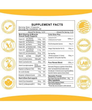 CoQ10 1000mg Supplement | Heart Health & Energy Boost with PQQ Omega 3 Red Yeast Rice & Essential Vitamins - 90 Capsules - Buy Online on GoSupps.com