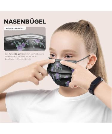 HARD 100pcs Disposable Face Masks Made in Germany | Small Size 14.5cm x 9.5cm | Roses Design | CE Certified Type IIR | 99.78% Filtration | Breathable Triple Layer - Buy Online on GoSupps.com