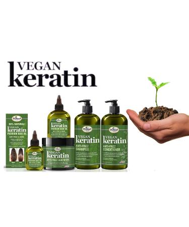 Difeel Vegan Keratin Premium Hair Oil 8 oz - Anti-Frizz & Shine | Vegan Haircare - Buy Online on GoSupps.com