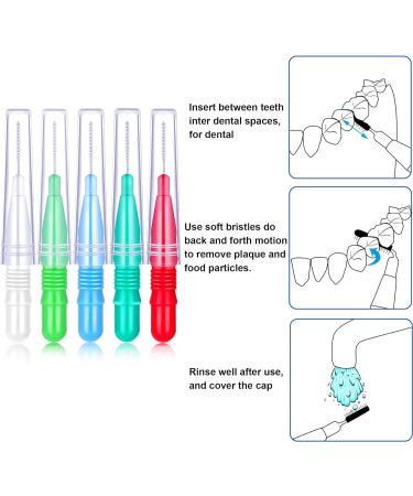 100 Pieces Interdental Brush Toothpick Set - Oral Hygiene Tool for Effective Tooth Cleaning | Red White Green Light Green Light Blue - Buy Online on GoSupps.com