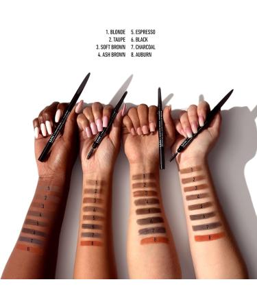 NYX Precision Brow Pencil Dual Ended - Ash Brown 04 Vegan Formula | Flat Tip Pencil & Spoolie Brush - Buy Online on GoSupps.com