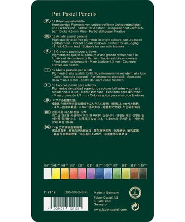 Faber-Castel Pitt Pastel Pencils - 12 Pack Assorted Colors in Metal Tin - Buy Online on GoSupps.com