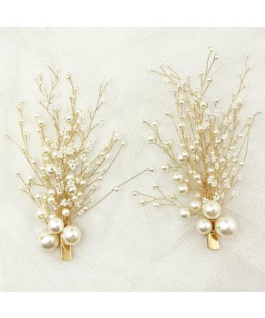 Pearl Bridal Hair Clips - 2pcs Gold Vine Wedding Hair Accessories - Buy Online on GoSupps.com