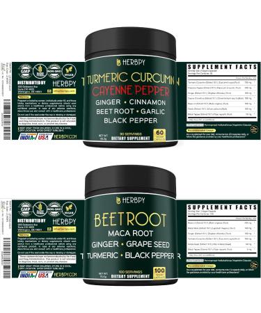 Herbpy Bundle 7in1 Turmeric Curcumin & 6in1 Beet Root Capsules - Buy Online on GoSupps.com