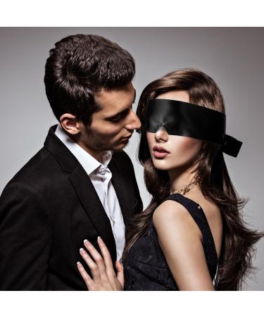 Prasacco 2 PCS Satin Eye Masks - Adjustable Black & Red Blindfolds for Sleep | Perfect Valentine's Day Gift - Buy Online on GoSupps.com