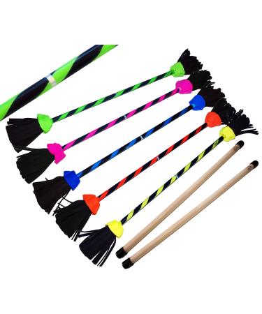 Flash per flowerstick set!Suprime quality fiberglassock silicone grip suede fringes fastening belt.Flames n Games Devilsticks for beginners and professionals.(Blue)