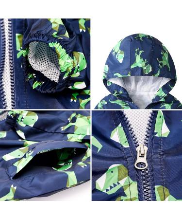JinBei Toddler Kids Waterproof Dinosaur Jacket | Boys Windbreaker Coat | Hooded Zip Raincoat for Baby | Lightweight Sunscreen Outwear | 1-7 Years - Buy Online on GoSupps.com