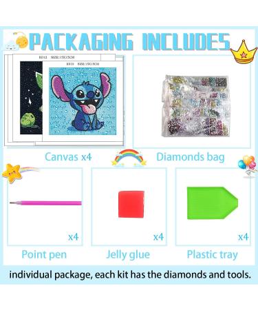 YSUNETER Diamond Painting Kits - 4 Pack DIY 5D Full Drill Diamond Art Kits for Beginners Round Crystal Rhinestone Gem Art Crafts Home Wall Art Decor 5.9 x 5.9 Inches Cartoon 3 - Buy Online on GoSupps.com