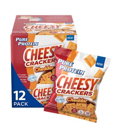 Pure Protein Cheesy Crackers, Cheddar, High Protein Snack, 12G Protein, 1.34 oz, 12 Count (Packaging May Vary) 12 Count Cheddar